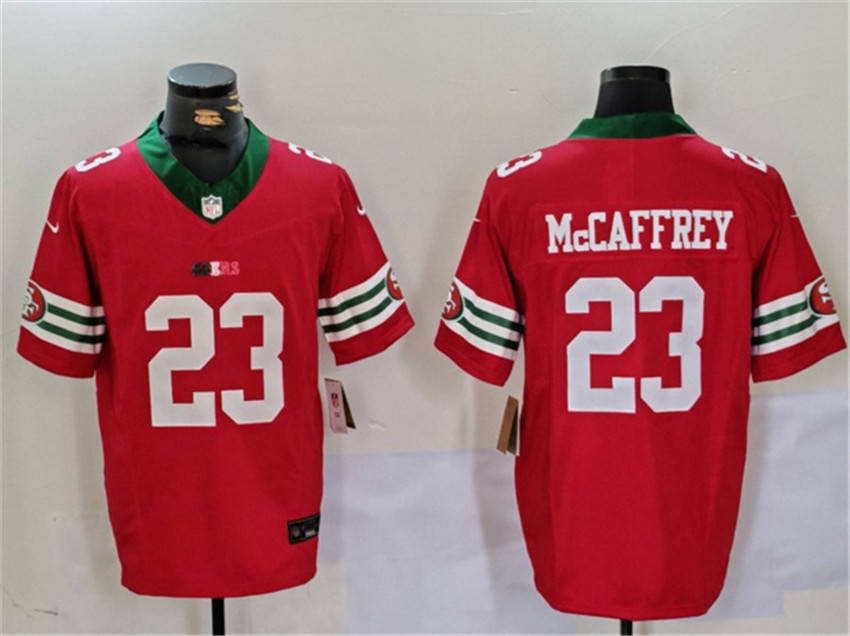 Men's Red San Francisco 49ers #23 Christian McCaffrey F.U.S.E. Mexico Vapor Limited Stitched Football Jersey